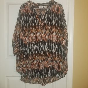 Cato 22/24 Black/White/Brown/Orange Blouse